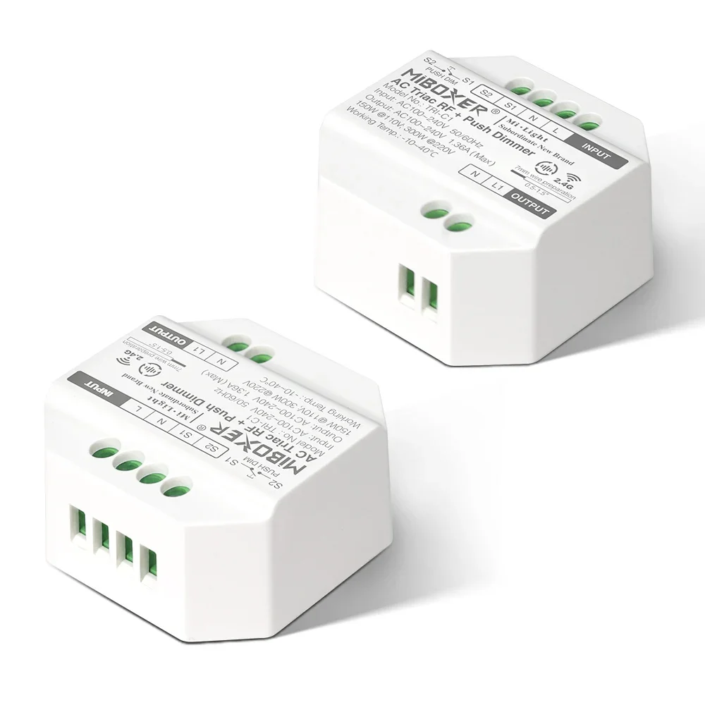 Miboxer AC Triac RF+Push Dimmer TRI-C1 110V 220V For Triac Dimmable LED lamps Work with2.4G K1 Rotating switch Panel Remote
Miboxer AC Triac RF+Push Dimmer TRI-C1 110V 220V For Triac Dimmable LED lamps Work with2.4G K1 Rotating switch Panel Remote