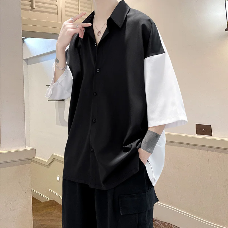 Summer Short Sleeved Shirt Men Black White Casual Shirt Men Streetwear Korean Loose Ice Silk Shirt Mens Oversized Shirts M-3XL
Summer Short Sleeved Shirt Men Black White Casual Shirt Men Streetwear Korean Loose Ice Silk Shirt Mens Oversized Shirts M-3XL
