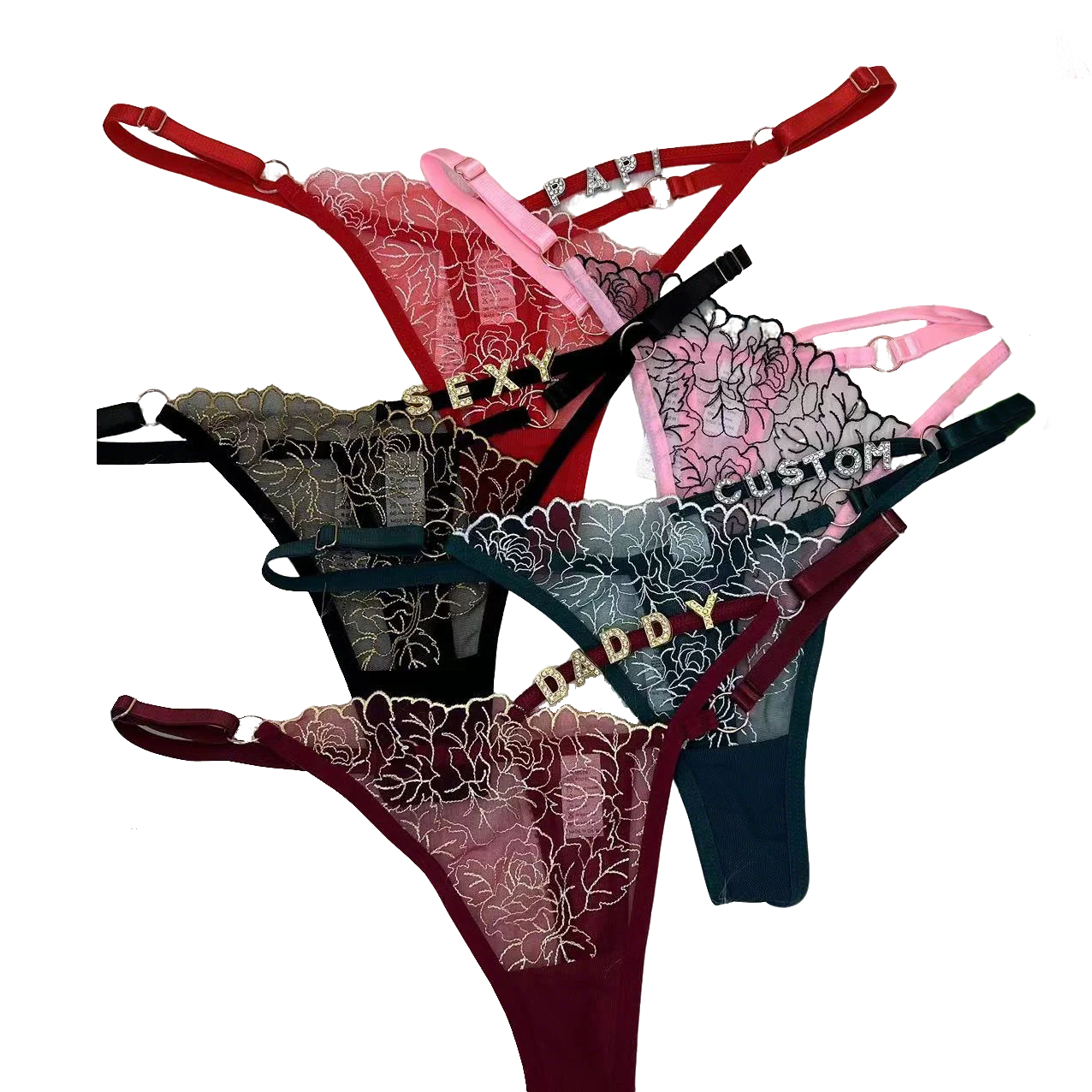 NEW Custom Thong for Women Cutout Lace Panties G-string Personalized Thongs Rhinestone Letters Underwear Valentine's Day Gift
NEW Custom Thong for Women Cutout Lace Panties G-string Personalized Thongs Rhinestone Letters Underwear Valentine's Day Gift