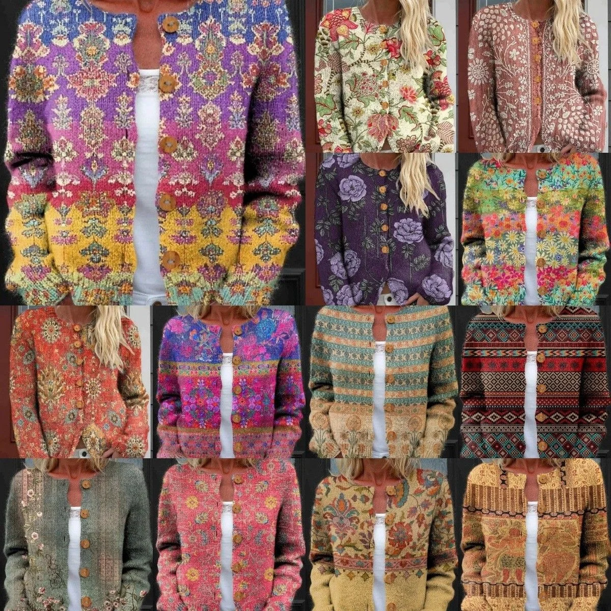Fashionable Geometric Print Long Sleeve Open Cardigan Women's Shirt Frayed High Elasticity Winter Outerwear
Fashionable Geometric Print Long Sleeve Open Cardigan Women's Shirt Frayed High Elasticity Winter Outerwear