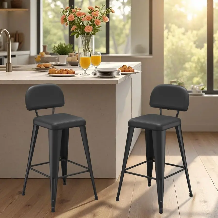 Inch Metal Bar stools Set of 2, Upholstered Counter Height Bar Stools with Removable Back amp Metal Legs, Industrial Barstools f
Inch Metal Bar stools Set of 2, Upholstered Counter Height Bar Stools with Removable Back amp Metal Legs, Industrial Barstools f
