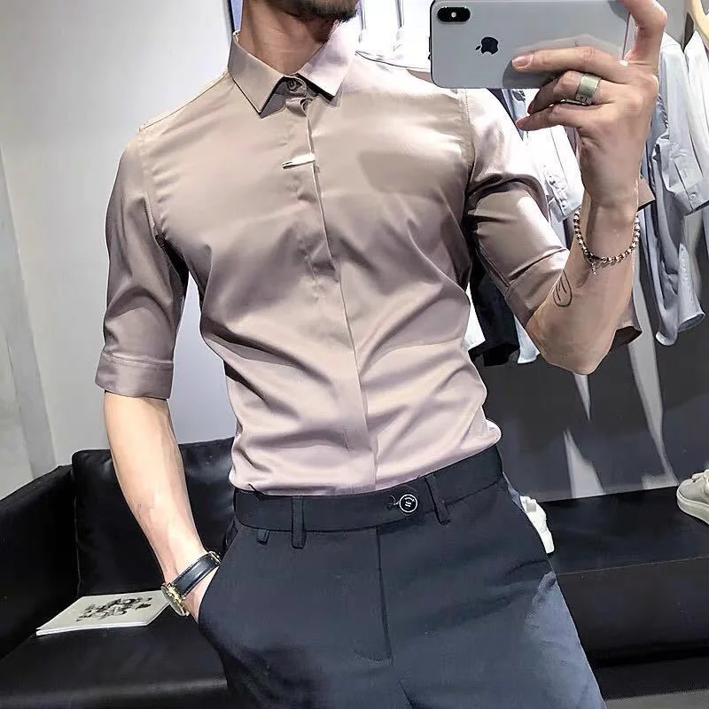 Solid Short Sleeve Shirt for Men Slim Fit Half Sleeve Breathable Summer Shirt Wrinkle Resistant Casual Wear
Solid Short Sleeve Shirt for Men Slim Fit Half Sleeve Breathable Summer Shirt Wrinkle Resistant Casual Wear