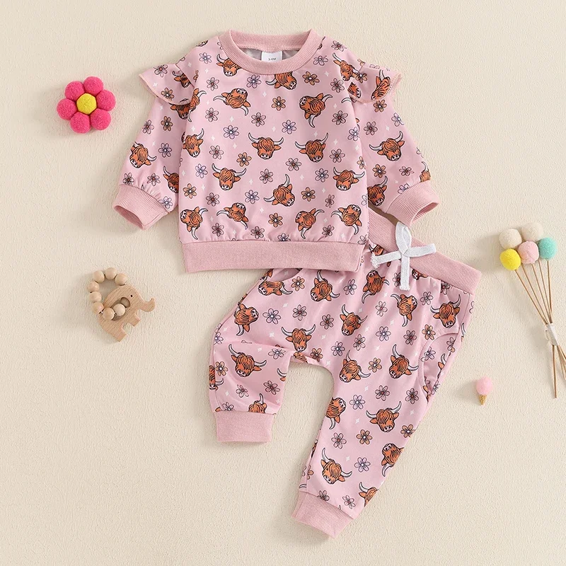 Toddler Girls Fall Clothing Sets Cattle Print Long Sleeve Round Neck Sweatshirt Drawstring Pocket Long Pants Outfits
Toddler Girls Fall Clothing Sets Cattle Print Long Sleeve Round Neck Sweatshirt Drawstring Pocket Long Pants Outfits