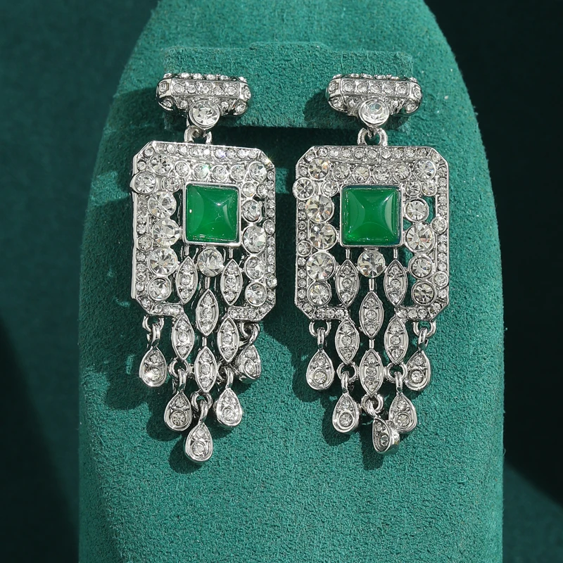 Luxury Vintage Square Natural Stone Green Drop Earrings Pendent Zircon Long Tassel Women 2026 Retro Jewelry New Arrivals Party
Luxury Vintage Square Natural Stone Green Drop Earrings Pendent Zircon Long Tassel Women 2026 Retro Jewelry New Arrivals Party