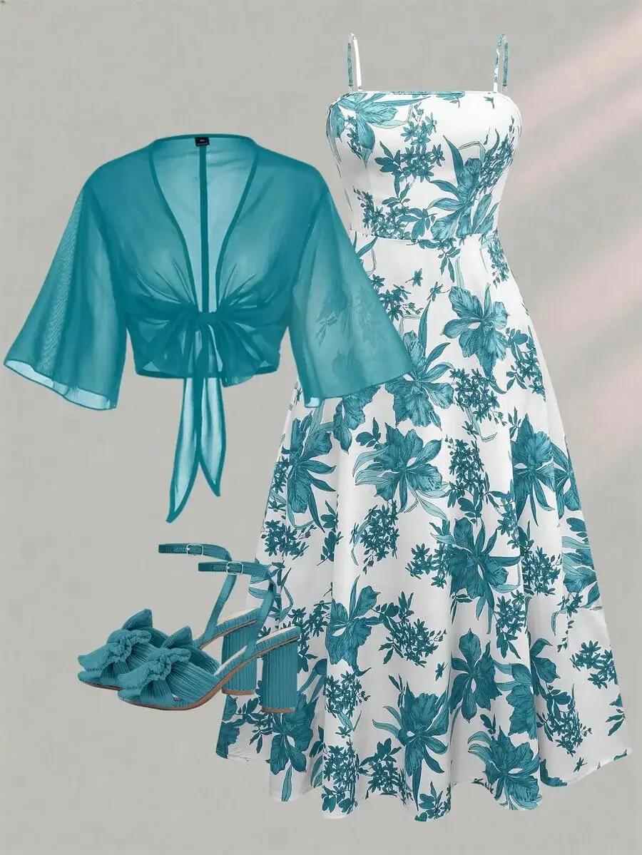 Women Floral Chiffon Dress With Shawl 2 Piece Set Summer Fall Elegant Casual Outfit
Women Floral Chiffon Dress With Shawl 2 Piece Set Summer Fall Elegant Casual Outfit