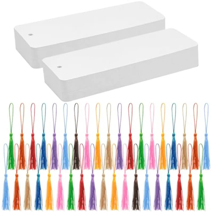 100 Set Blank Bookmarks with Colorful Tassels, White Cardstock Bookmarks Bulk, Craft Paper Book Marks for DIY Projects and Gift
100 Set Blank Bookmarks with Colorful Tassels, White Cardstock Bookmarks Bulk, Craft Paper Book Marks for DIY Projects and Gift
