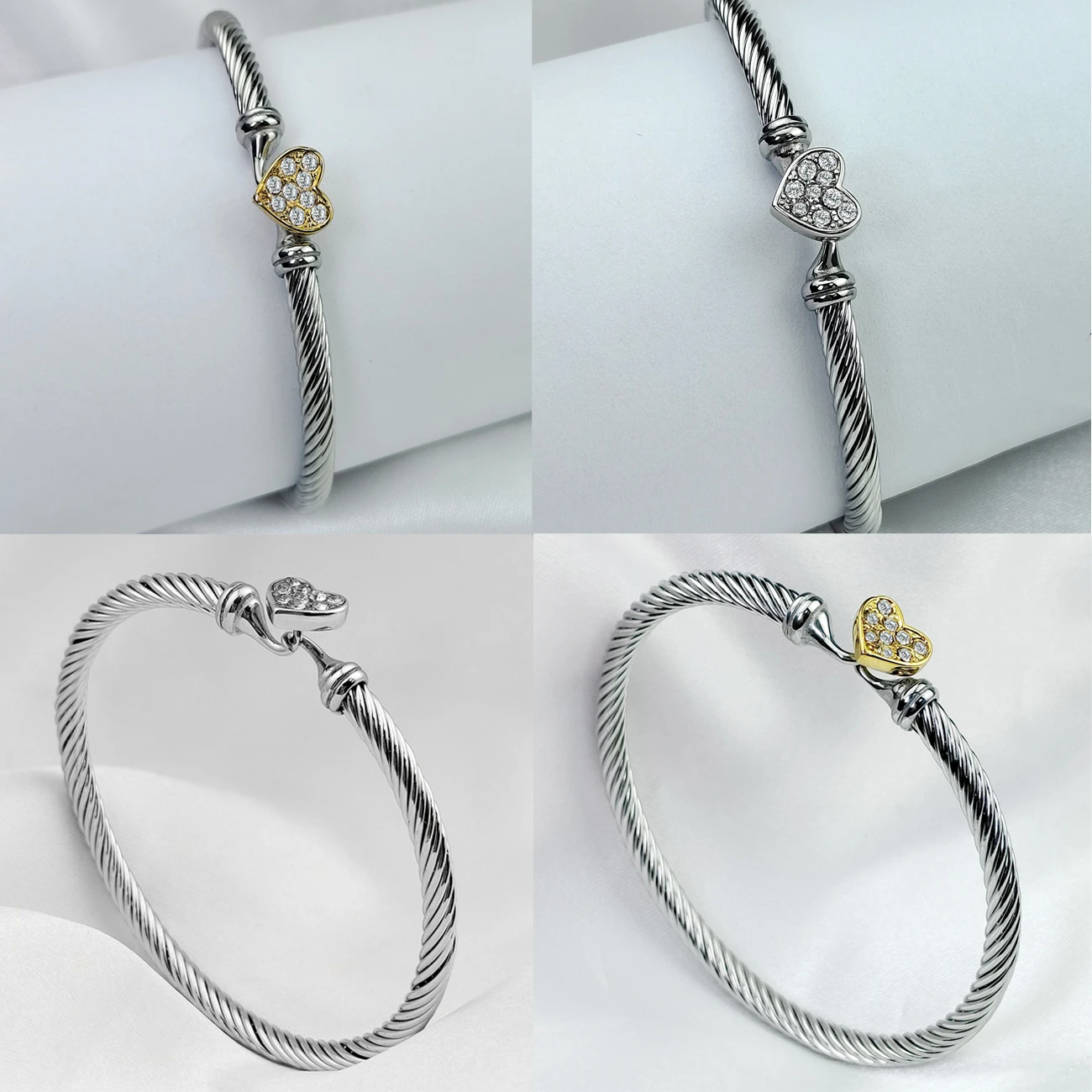 Stainless Steel Love Heart Charm Cable Twisted Open Rope Bracelet Women's Valentine's Day Romantic Gift
Stainless Steel Love Heart Charm Cable Twisted Open Rope Bracelet Women's Valentine's Day Romantic Gift