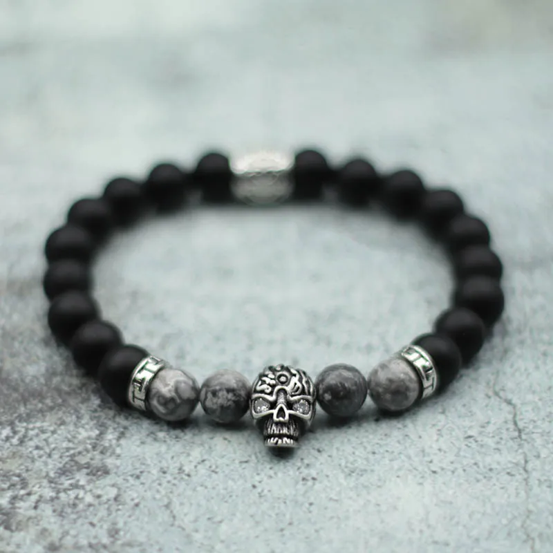 Gothic Skull Men Bracelet Cool Riding Motorcycle Equipment Accessories 8mm Onyx Map Stone Beaded Braclet Outdoor Sports Pulseri
Gothic Skull Men Bracelet Cool Riding Motorcycle Equipment Accessories 8mm Onyx Map Stone Beaded Braclet Outdoor Sports Pulseri