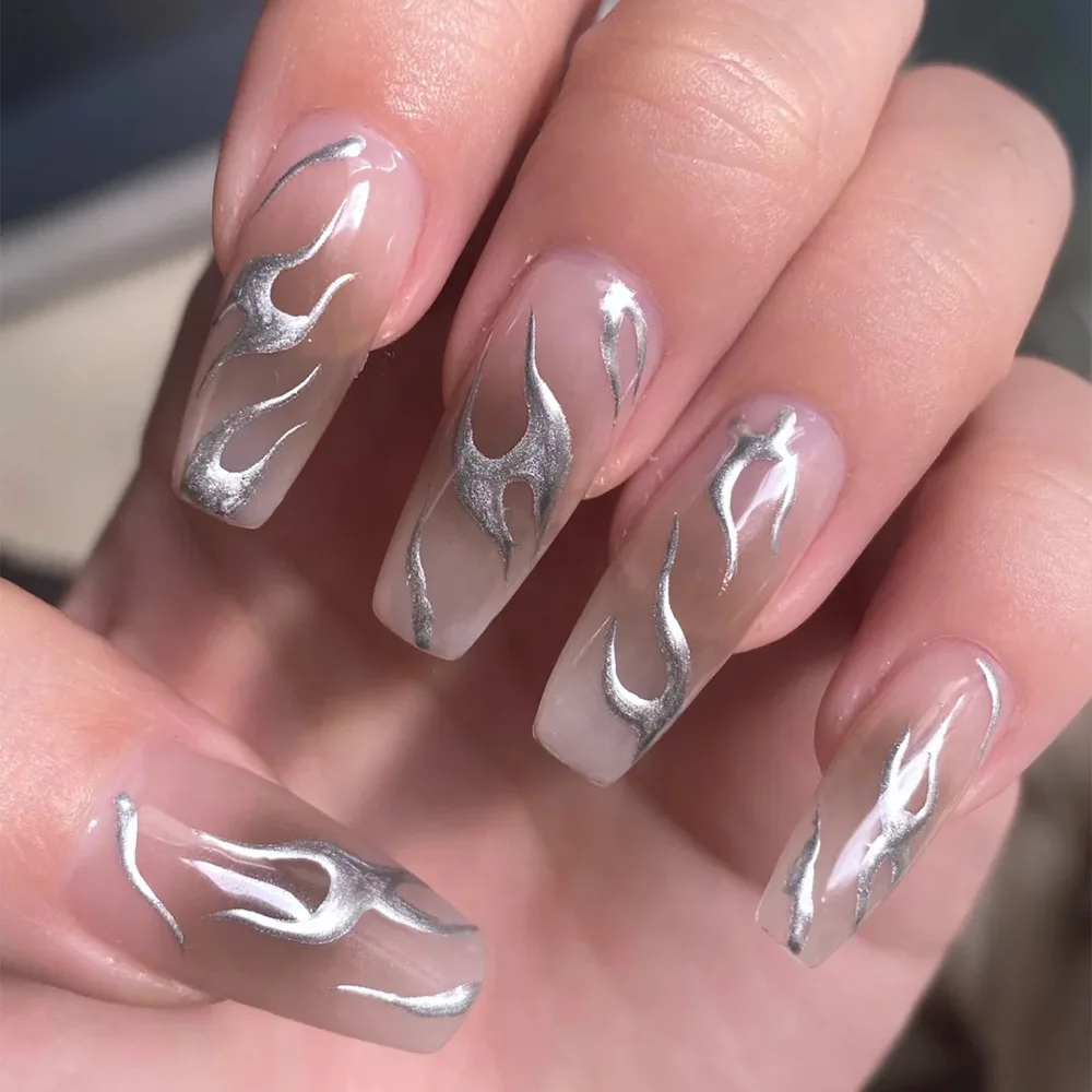 2026 New Minimalist Silver Flame European and American Style Long T-Shaped False Nail Stickers
2026 New Minimalist Silver Flame European and American Style Long T-Shaped False Nail Stickers