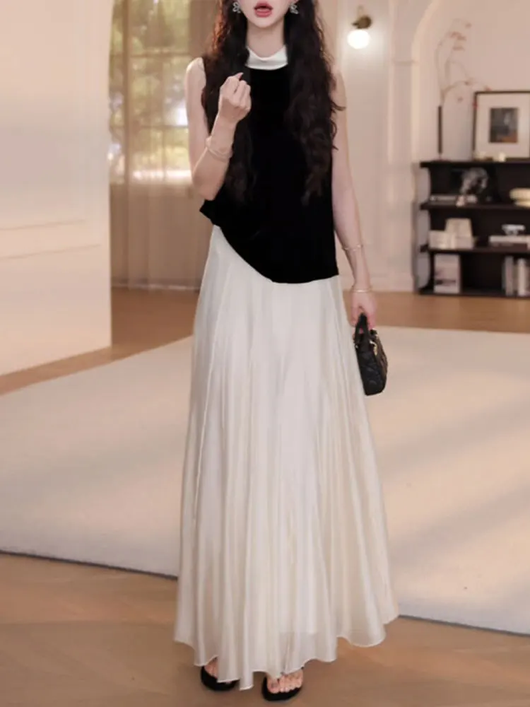 Fashionable High Waist Midi Skirt And Sleeveless Stand Collar Top Two Piece Set for Women Casual Breathable Comfortable Summe...
Fashionable High Waist Midi Skirt And Sleeveless Stand Collar Top Two Piece Set for Women Casual Breathable Comfortable Summe...