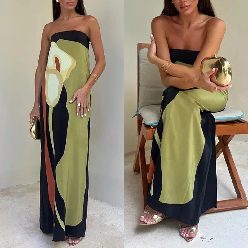 Spring dress European and American foreign trade women's fashion sleeveless off-shoulder camisole sexy backless printed dress
Spring dress European and American foreign trade women's fashion sleeveless off-shoulder camisole sexy backless printed dress