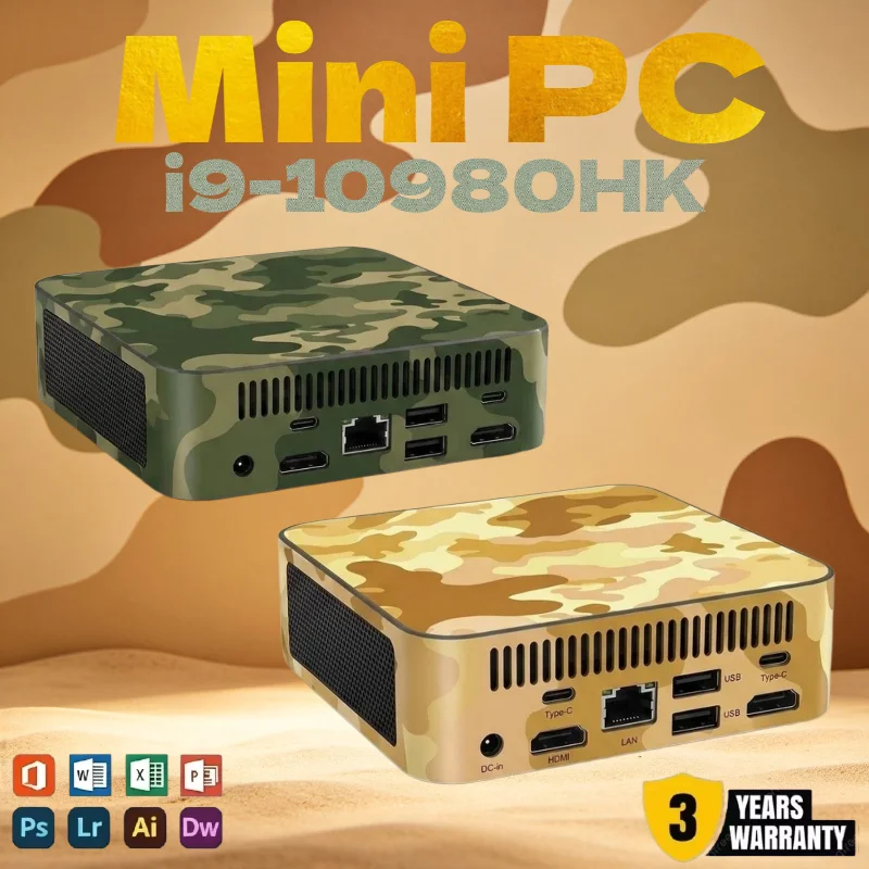 Mini PC Camouflage Colors All-in-one Portable Gaming Desktop Intel i9 10980HK 16GB 32GB RAM 1TB SSD WiFi 6 BT5.2 Office Work PC
Mini PC Camouflage Colors All-in-one Portable Gaming Desktop Intel i9 10980HK 16GB 32GB RAM 1TB SSD WiFi 6 BT5.2 Office Work PC