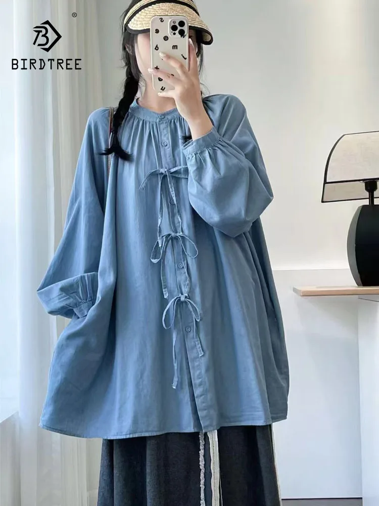 New 2025 Autumn Cotton Lantern Sleeve Shirt, Women O Neck Bow, Mori Girl Sweet Age Reduction Loose Mid-Length Blouse T58351CC
New 2025 Autumn Cotton Lantern Sleeve Shirt, Women O Neck Bow, Mori Girl Sweet Age Reduction Loose Mid-Length Blouse T58351CC