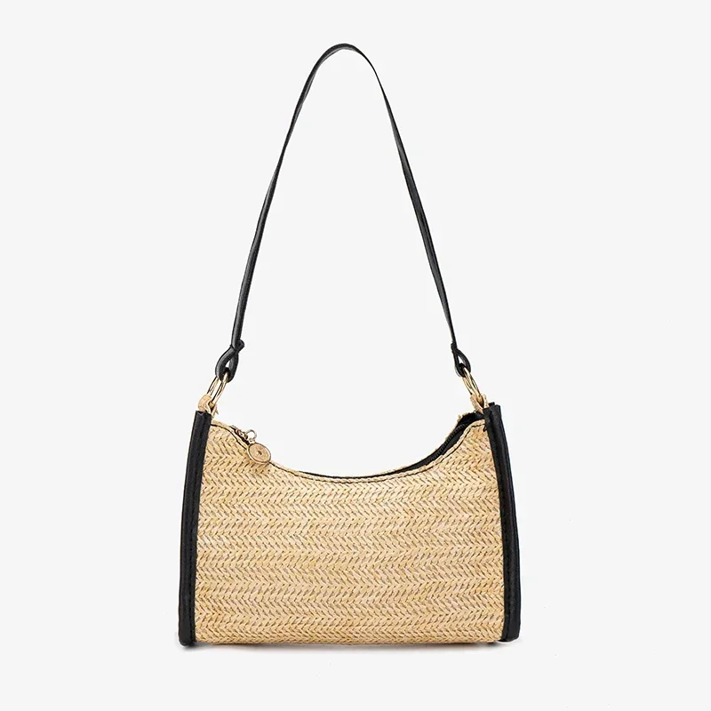 Straw woven hand-held rice shoulder bag, women's armpit bag, new fashionable color blocking woven large capacity shoulder bag
Straw woven hand-held rice shoulder bag, women's armpit bag, new fashionable color blocking woven large capacity shoulder bag