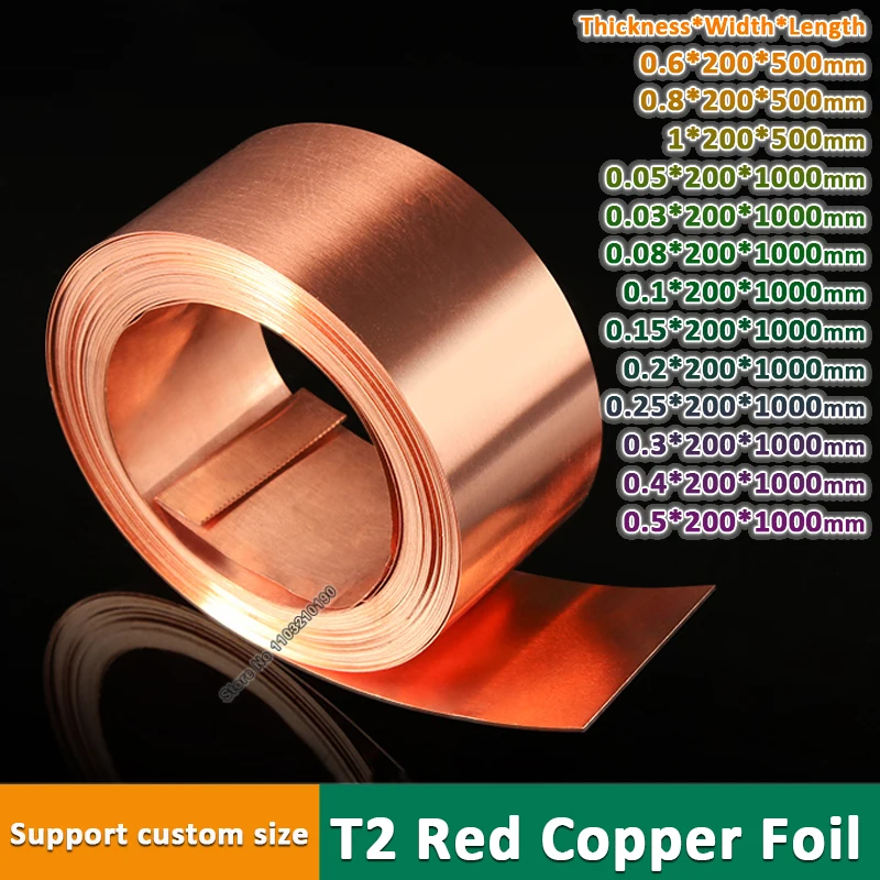99.9% Pure Copper Cu Metal Sheet Foil 0.03-1mm Thickness Ultra-thin Copper Strip Roll Belt for Jewelry Crafts Repairs Electrical 
99.9% Pure Copper Cu Metal Sheet Foil 0.03-1mm Thickness Ultra-thin Copper Strip Roll Belt for Jewelry Crafts Repairs Electrical