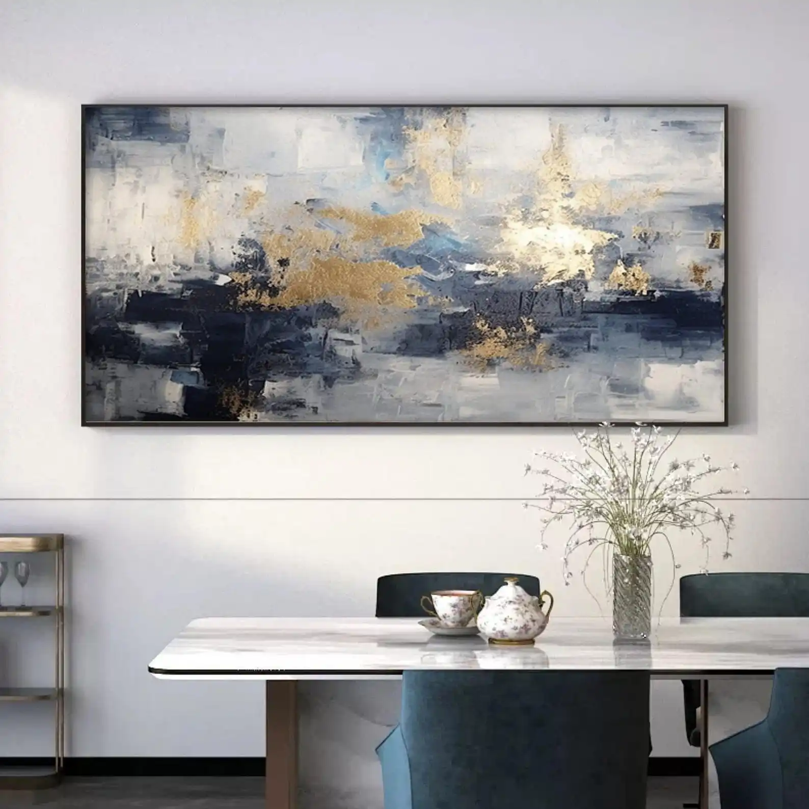 Mhemyo Gold Leaf Abstract Hand Painted Oil Painting Navy Blue Textured Minimalist Wall Art Modern Metallic Canvas Art Home Decor
Mhemyo Gold Leaf Abstract Hand Painted Oil Painting Navy Blue Textured Minimalist Wall Art Modern Metallic Canvas Art Home Decor