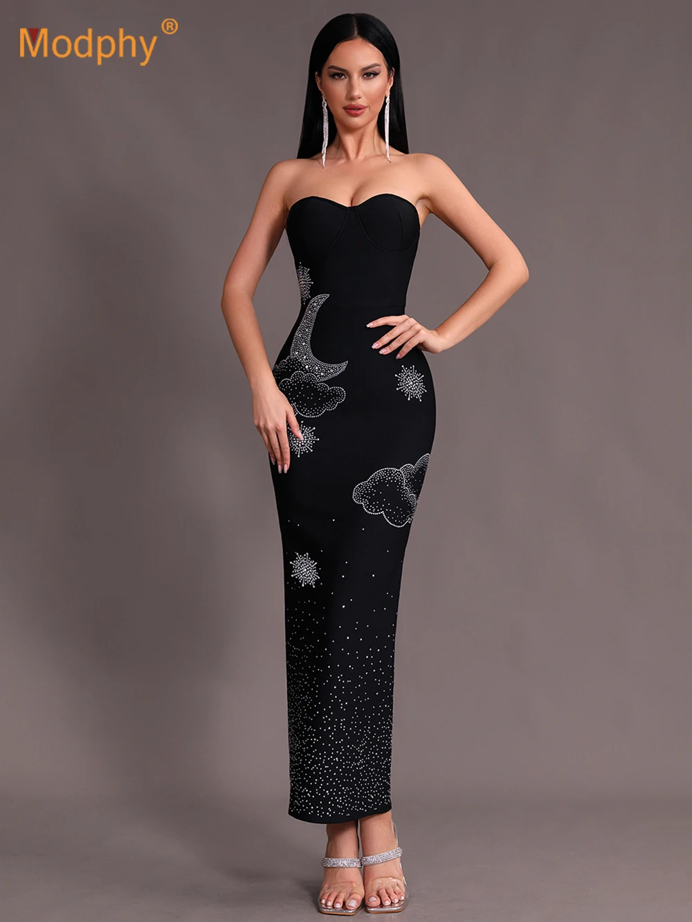 Modphy Rhinestone Bandage Dress 2024 New Women Strapless Bodycon High Quality Elegant Sexy Evening Club Party Dress Summer
Modphy Rhinestone Bandage Dress 2024 New Women Strapless Bodycon High Quality Elegant Sexy Evening Club Party Dress Summer