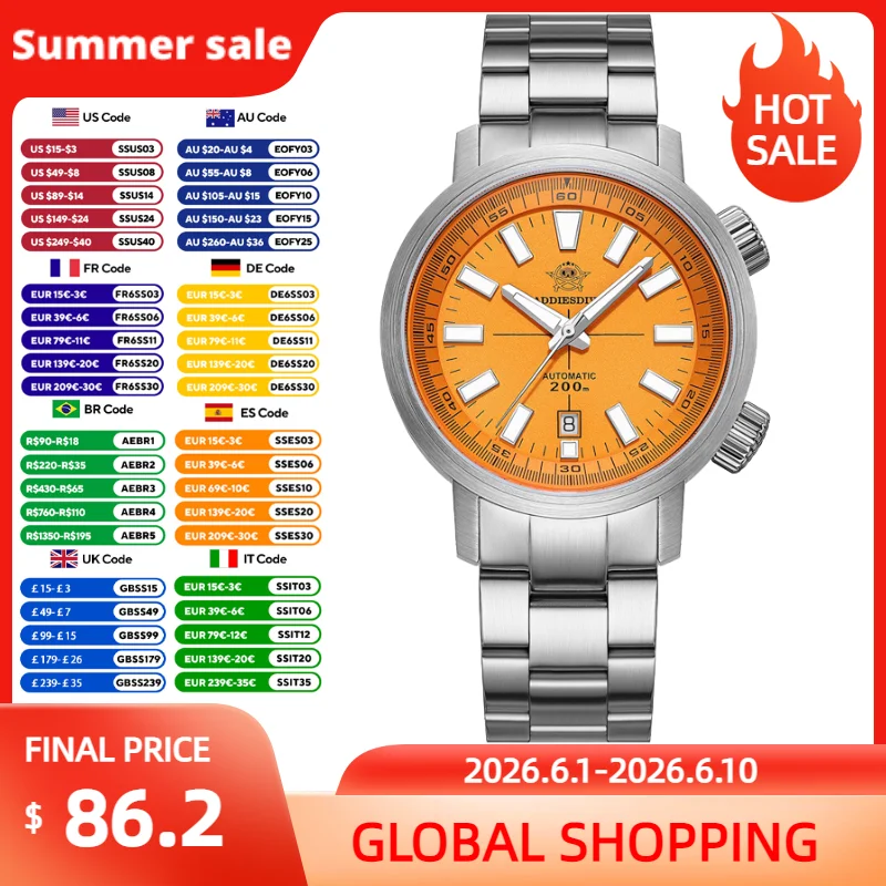 ADDIESDIVE Fashion Automatic Watch For Men 42mm Sapphire Glass Luminous Mechanical Watches Stainless Steel 200m Waterproof Watch
ADDIESDIVE Fashion Automatic Watch For Men 42mm Sapphire Glass Luminous Mechanical Watches Stainless Steel 200m Waterproof Watch