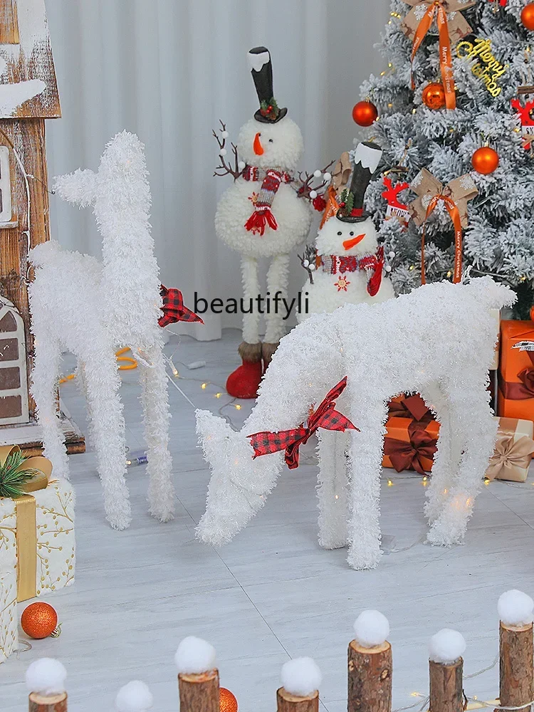 Christmas decorations flocked luminous Christmas deer ornaments opening event Christmas tree scene arrangement Elk C56 
Christmas decorations flocked luminous Christmas deer ornaments opening event Christmas tree scene arrangement Elk C56