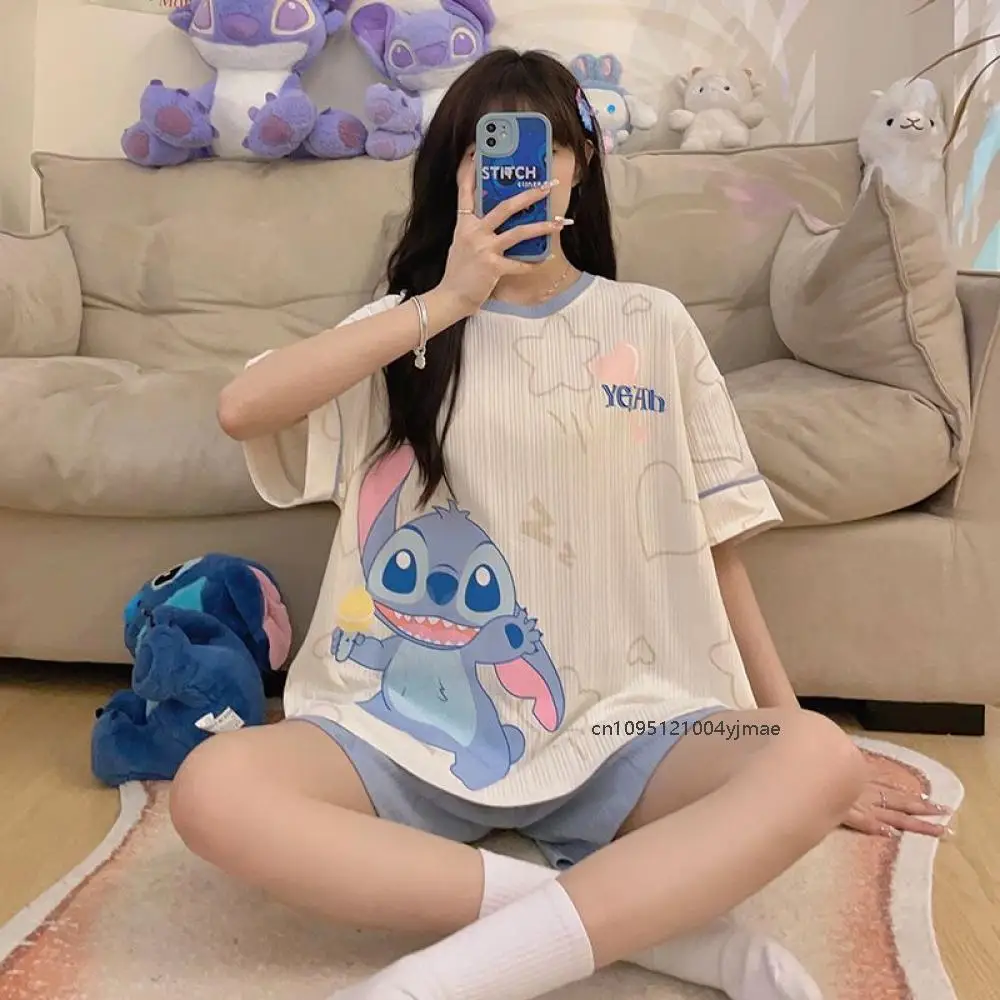 2Pcs Stitch Women's Pajamas Anime Kawaii New Cartoon Round Neck Thin Fashion White Short Sleeve Pants Student Casual Loungewear
2Pcs Stitch Women's Pajamas Anime Kawaii New Cartoon Round Neck Thin Fashion White Short Sleeve Pants Student Casual Loungewear