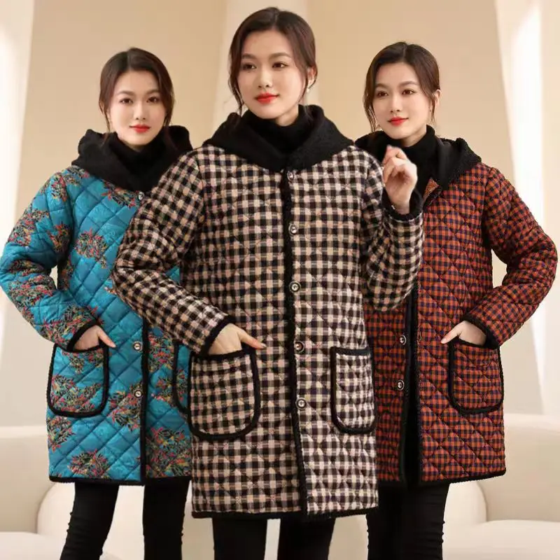 Теплый женский жакет средней длины на подкладке, зимний домашний открытый кардиган, рабочая одежда, хлопковое пальто большого размера 
Теплый женский жакет средней длины на подкладке, зимний домашний открытый кардиган, рабочая одежда, хлопковое пальто большого размера