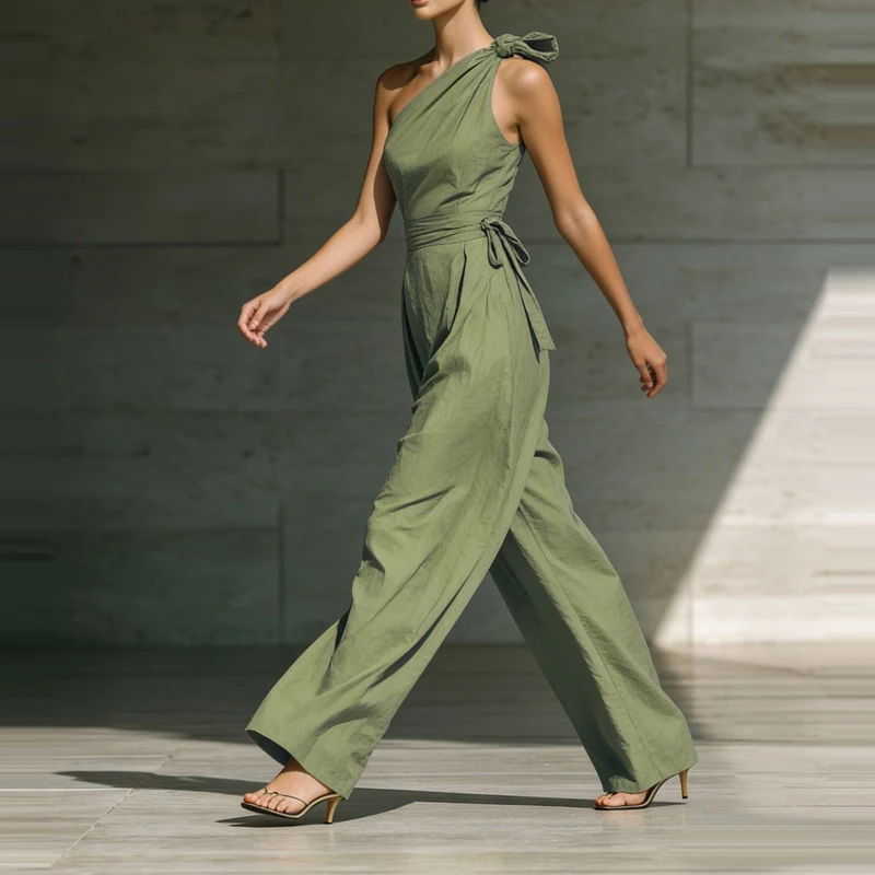 Sexy Slanted Shoulder Draped Long Jumpsuits Women Fashion Lace-Up Hight Waist Rompers Casual Sleeveless Wide Leg Party Playsuit
Sexy Slanted Shoulder Draped Long Jumpsuits Women Fashion Lace-Up Hight Waist Rompers Casual Sleeveless Wide Leg Party Playsuit