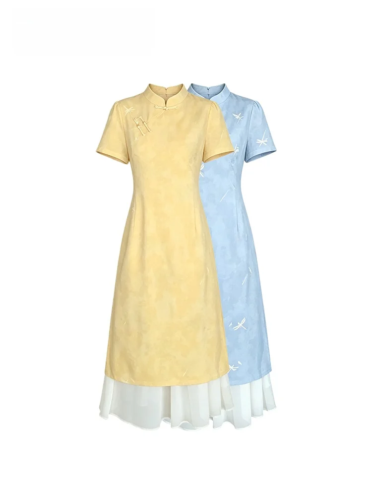 plus Size Chinese Style Short Sleeve Dress Women Summer New Fashion Big Sister National Style Fake Two-Piece Skirts
plus Size Chinese Style Short Sleeve Dress Women Summer New Fashion Big Sister National Style Fake Two-Piece Skirts