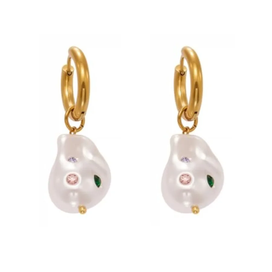 Kokoma Irregular Simulated Pearl Hoop Earrings for Women Colorful Cubic Zirconia Earrings Stainless Steel Hoops Fashion Ear Jew
Kokoma Irregular Simulated Pearl Hoop Earrings for Women Colorful Cubic Zirconia Earrings Stainless Steel Hoops Fashion Ear Jew