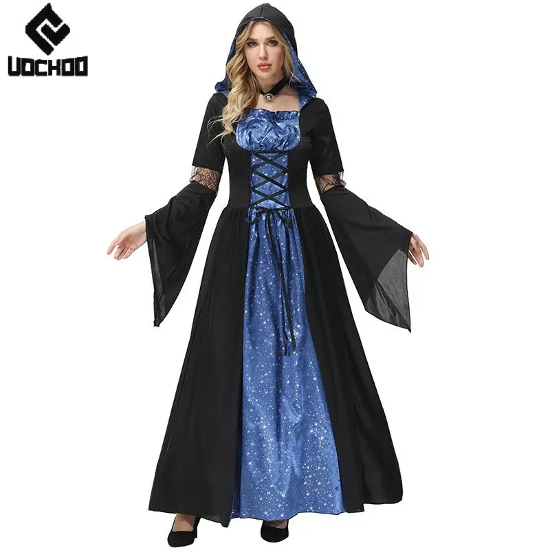 Blue Witch Dress Halloween Evil Queen Cosplay Costume Gothic Hooded Dress Festival Party Outfit Women Day of The Dead Wear
Blue Witch Dress Halloween Evil Queen Cosplay Costume Gothic Hooded Dress Festival Party Outfit Women Day of The Dead Wear