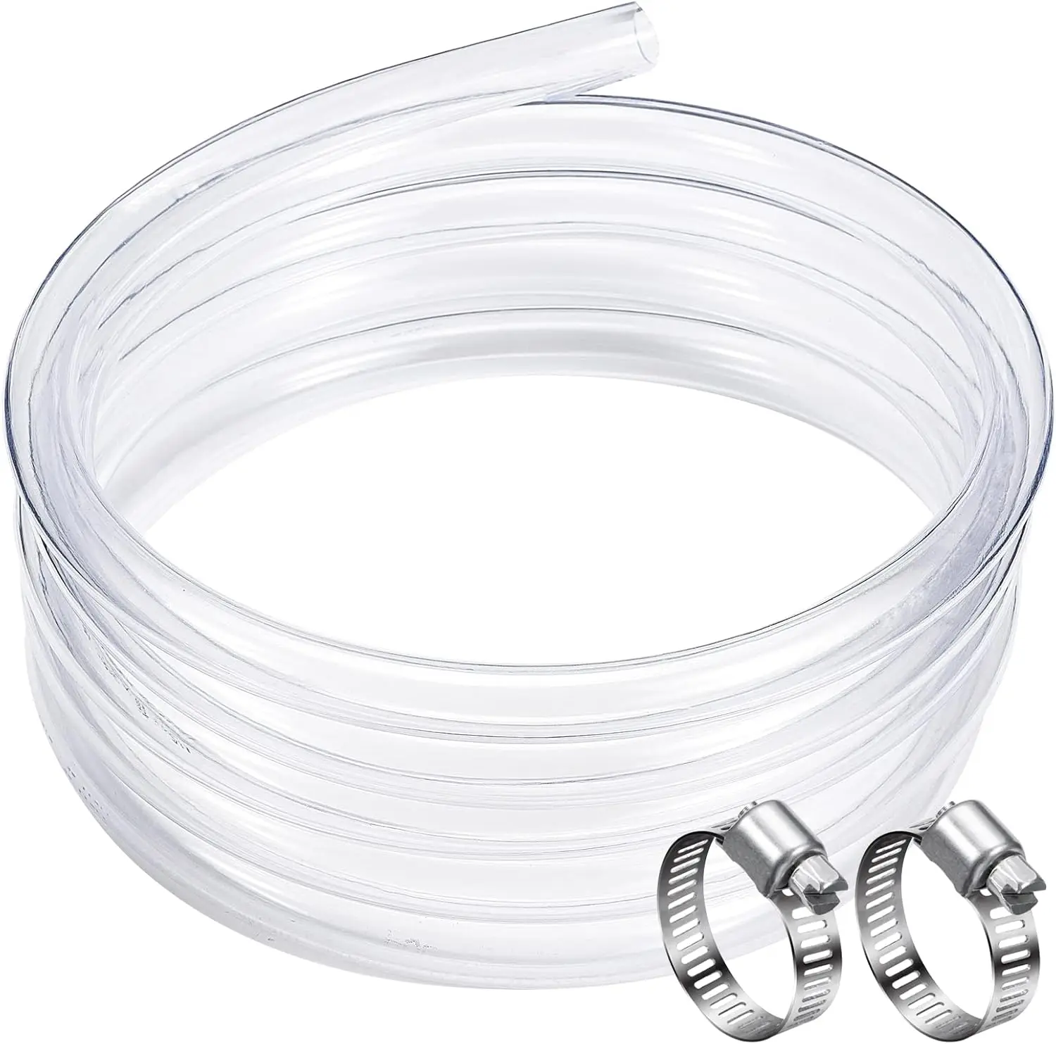 3/4" ID 50 ft Clear Vinyl Tubing, Flexible PVC Tube, UV Chemical Resistant BPA Free Hose with Clamps
3/4" ID 50 ft Clear Vinyl Tubing, Flexible PVC Tube, UV Chemical Resistant BPA Free Hose with Clamps