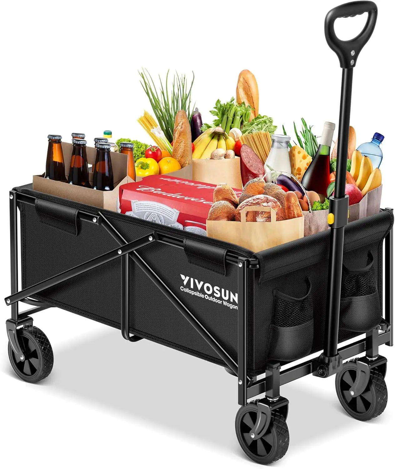 Collapsible Folding Wagon Outdoor Utility with All Terrain Wheels Adjustable Handle Cup Holders Side Pockets for Camping Shoppin
Collapsible Folding Wagon Outdoor Utility with All Terrain Wheels Adjustable Handle Cup Holders Side Pockets for Camping Shoppin