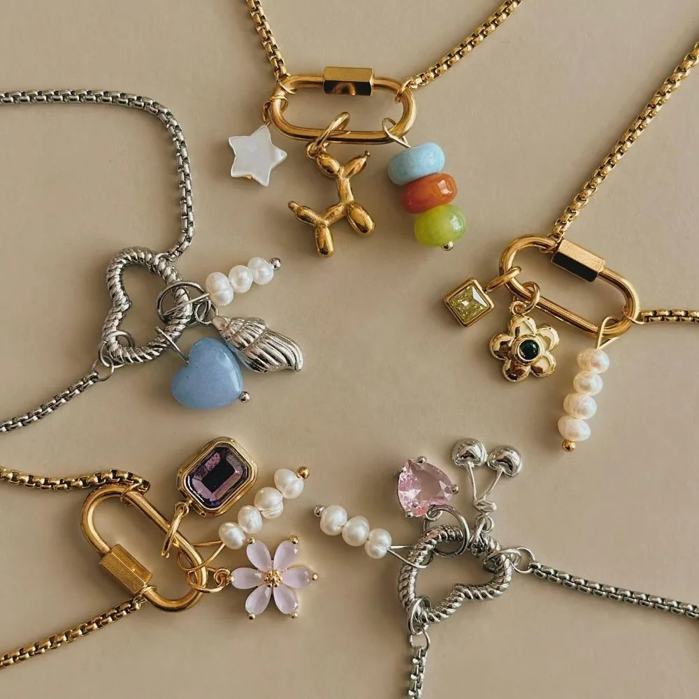 Ins DIY Charm Layered Necklace Set, Minimalist Paperclip Lock Pendant Natural PearlColorfulStone Sweet AestheticStackableJewelry
Ins DIY Charm Layered Necklace Set, Minimalist Paperclip Lock Pendant Natural PearlColorfulStone Sweet AestheticStackableJewelry