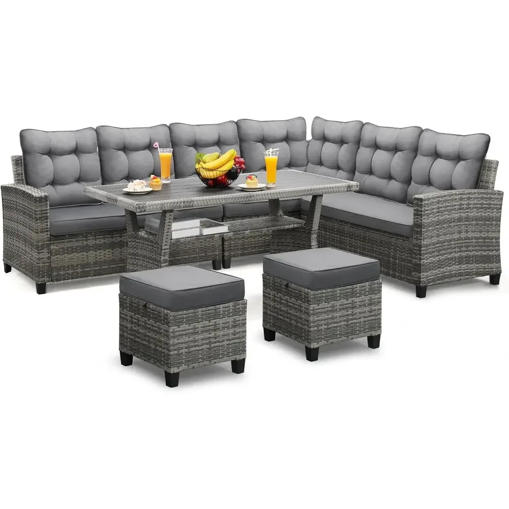 6-Piece Patio urniture Set, Outdoor Sectional Soa with Dining Table & Chairs, All-Weather Dining Set with Removable Cushion Cove
6-Piece Patio urniture Set, Outdoor Sectional Soa with Dining Table & Chairs, All-Weather Dining Set with Removable Cushion Cove