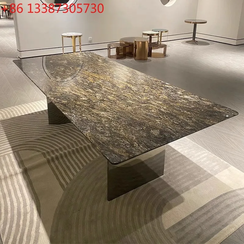 Natural platinum diamond marble light luxury modern simple luxury stone rectangular dining table
Natural platinum diamond marble light luxury modern simple luxury stone rectangular dining table