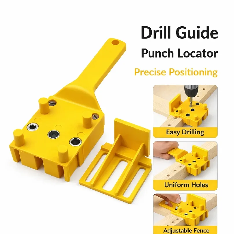 Woodworking Dowel Handheld Drill Guide, Straight Hole Locator Clamp, 6/8/10mm Drill Bit, Carpentry Wood Drilling Tool
Woodworking Dowel Handheld Drill Guide, Straight Hole Locator Clamp, 6/8/10mm Drill Bit, Carpentry Wood Drilling Tool