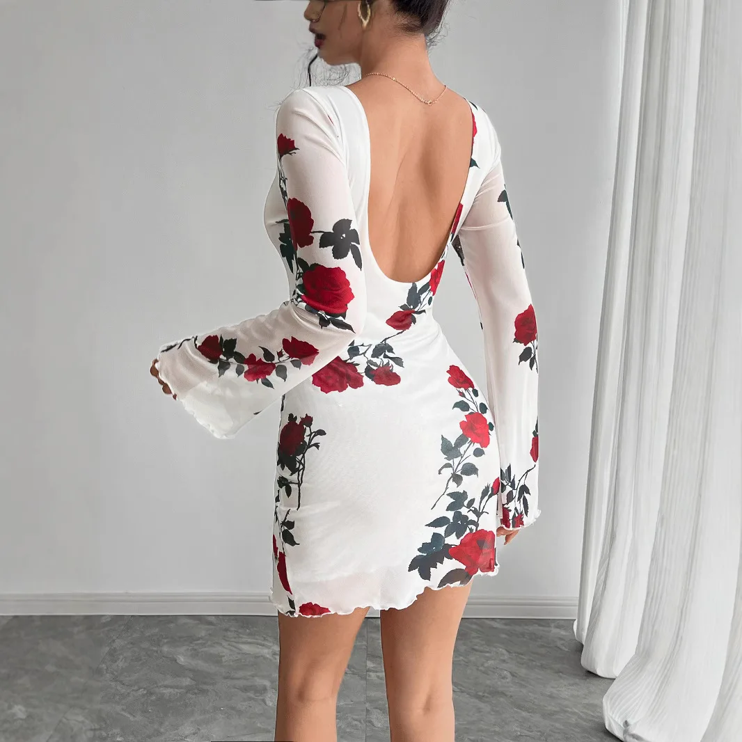 Dress Women Female Clothing Fashion Elegant Evening Party Dresses Women's Sexy Floral Backless Mesh Flared Sleeve Mini Dresses
Dress Women Female Clothing Fashion Elegant Evening Party Dresses Women's Sexy Floral Backless Mesh Flared Sleeve Mini Dresses