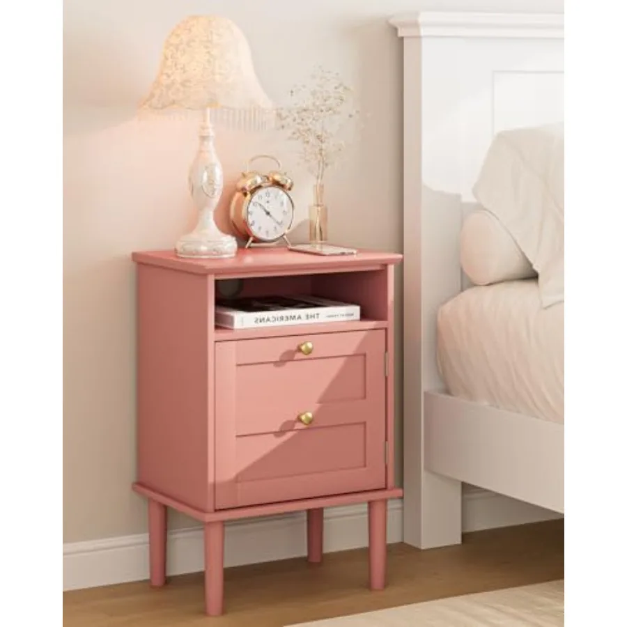 Pink Boho Nightstand with 1 Drawer and Open Shelf Modern Wooden Top Side Table for Bedroom and Living Room
Pink Boho Nightstand with 1 Drawer and Open Shelf Modern Wooden Top Side Table for Bedroom and Living Room