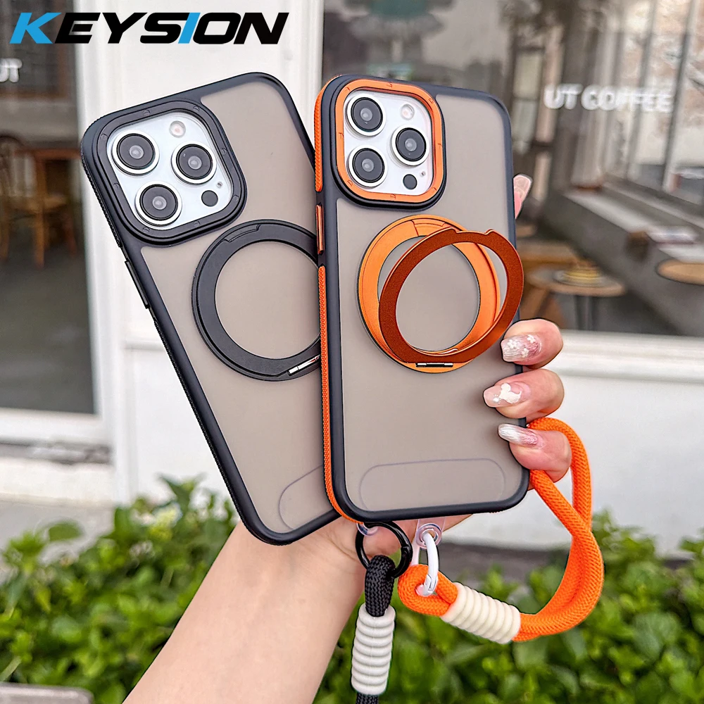 KEYSION 360° Ring Stand Magnetic Phone Case for iPhone 11 12 13 14 15 Pro Max 16 Plus Matte Translucent Lanyard Shockproof Cover
KEYSION 360° Ring Stand Magnetic Phone Case for iPhone 11 12 13 14 15 Pro Max 16 Plus Matte Translucent Lanyard Shockproof Cover
