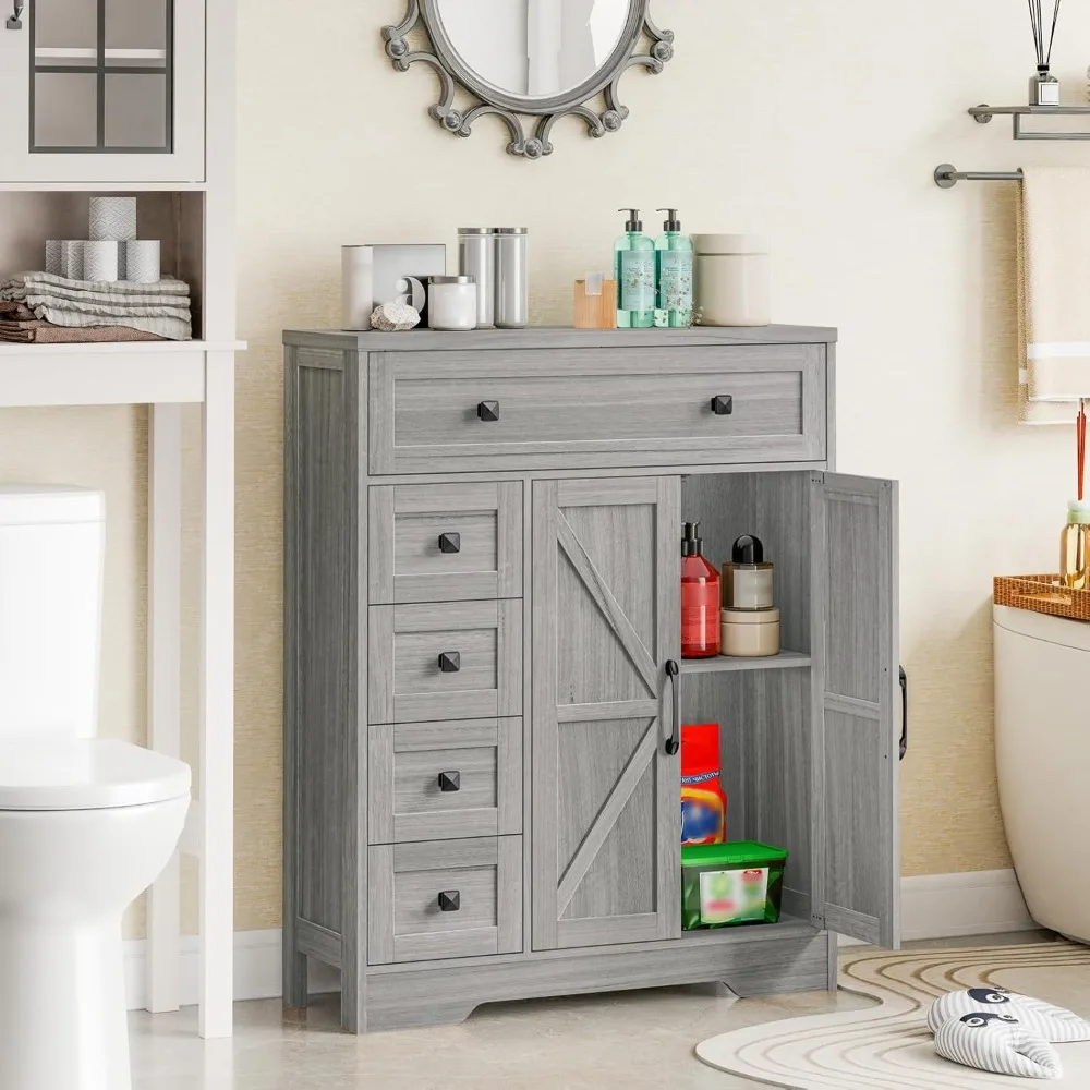 Farmhouse Storage Cabinet with 2 Doors and 5 Drawers, Freestanding Bathroom Cabinets Kitchen Pantry, Floor Storage, Customized
Farmhouse Storage Cabinet with 2 Doors and 5 Drawers, Freestanding Bathroom Cabinets Kitchen Pantry, Floor Storage, Customized