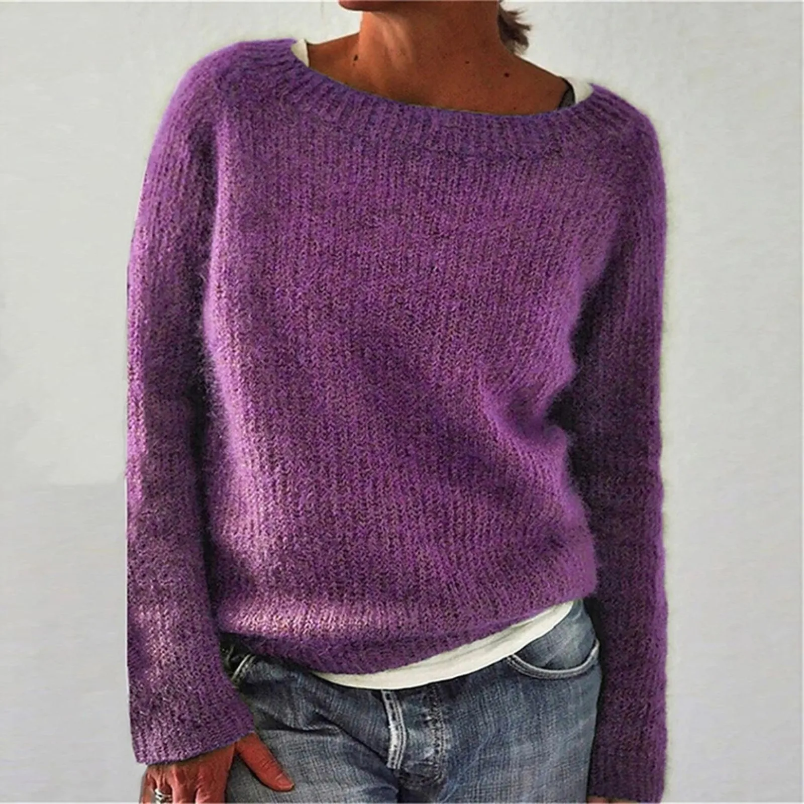 Women's Knitted Sweater Long Sleeve Knitted Sweater Round Neck Pullover Autumn Winter Sweaters Fashionable European American Top
Women's Knitted Sweater Long Sleeve Knitted Sweater Round Neck Pullover Autumn Winter Sweaters Fashionable European American Top