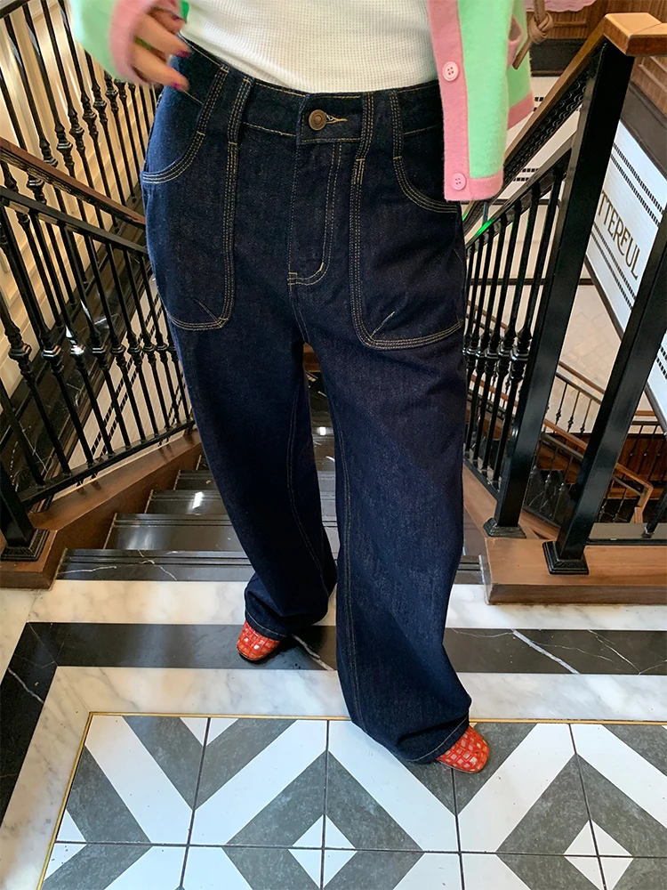 High Waist Wide Leg Denim Jeans Loose Fit Deep Blue Women's Spring Autumn Pants Long Zipper Closure Casual High Waist Jeans
High Waist Wide Leg Denim Jeans Loose Fit Deep Blue Women's Spring Autumn Pants Long Zipper Closure Casual High Waist Jeans