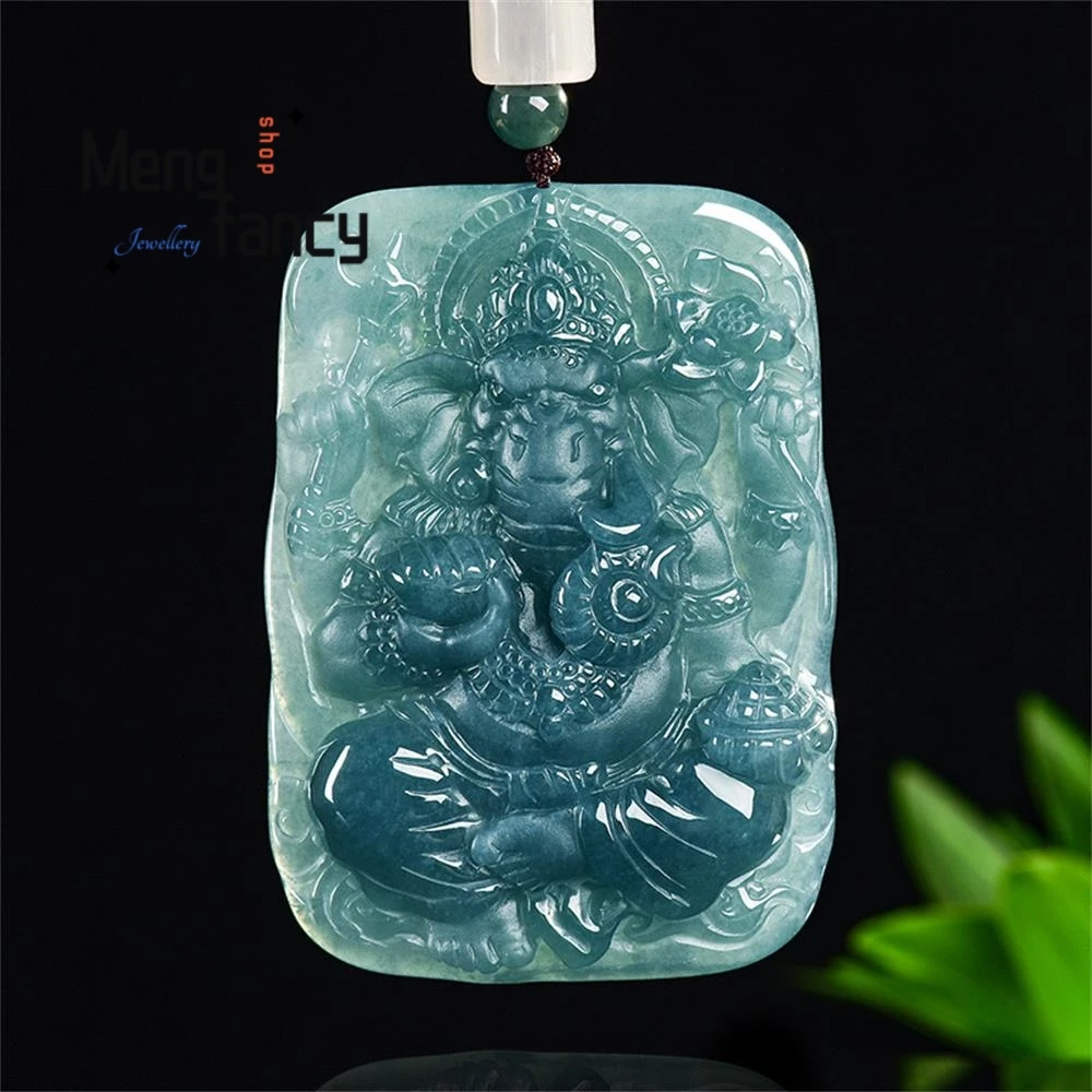 Natural A-grade Jadeite Blue Water Thai Elephant God Ice Type Jade Pendant National Style Mascot High-grade Fashion Fine Jewelry
Natural A-grade Jadeite Blue Water Thai Elephant God Ice Type Jade Pendant National Style Mascot High-grade Fashion Fine Jewelry