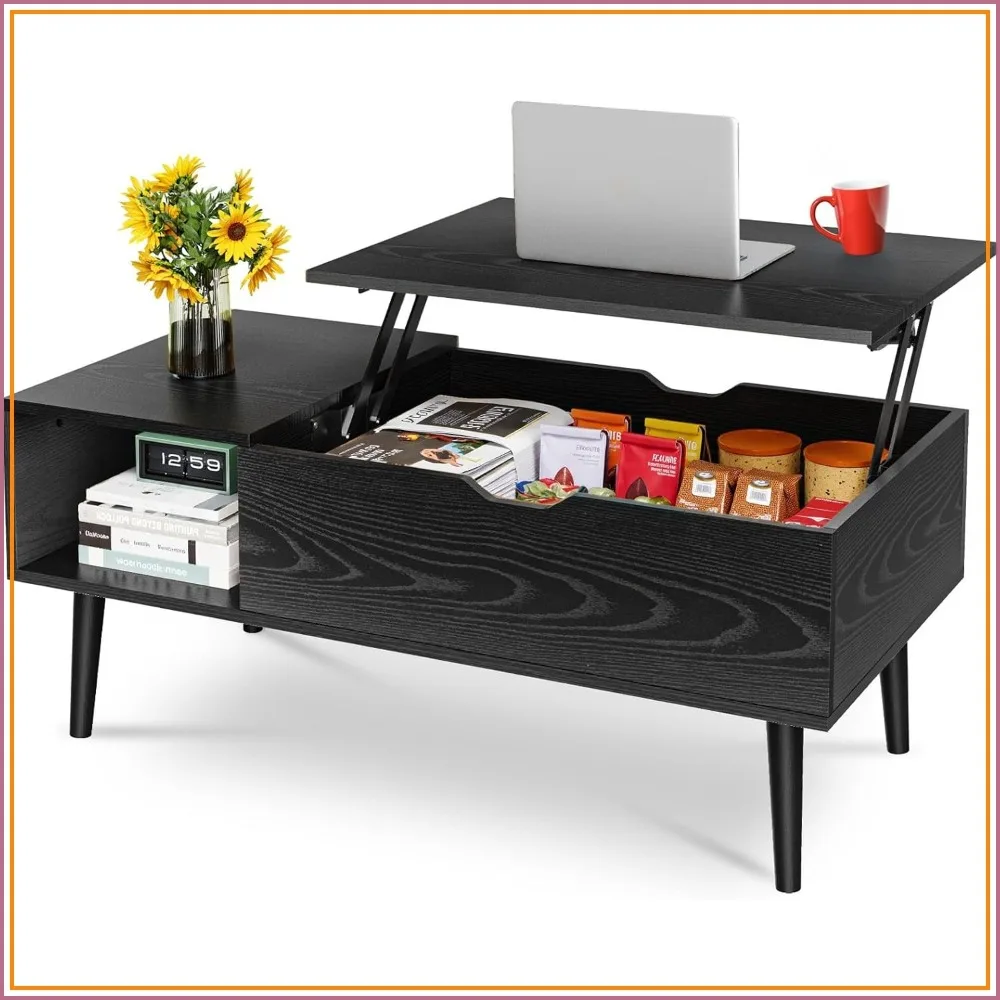 Lift Top Coffee Table with Hidden Storage and Shelf, Wood Dining Center Table for Living Room Office, Black
Lift Top Coffee Table with Hidden Storage and Shelf, Wood Dining Center Table for Living Room Office, Black