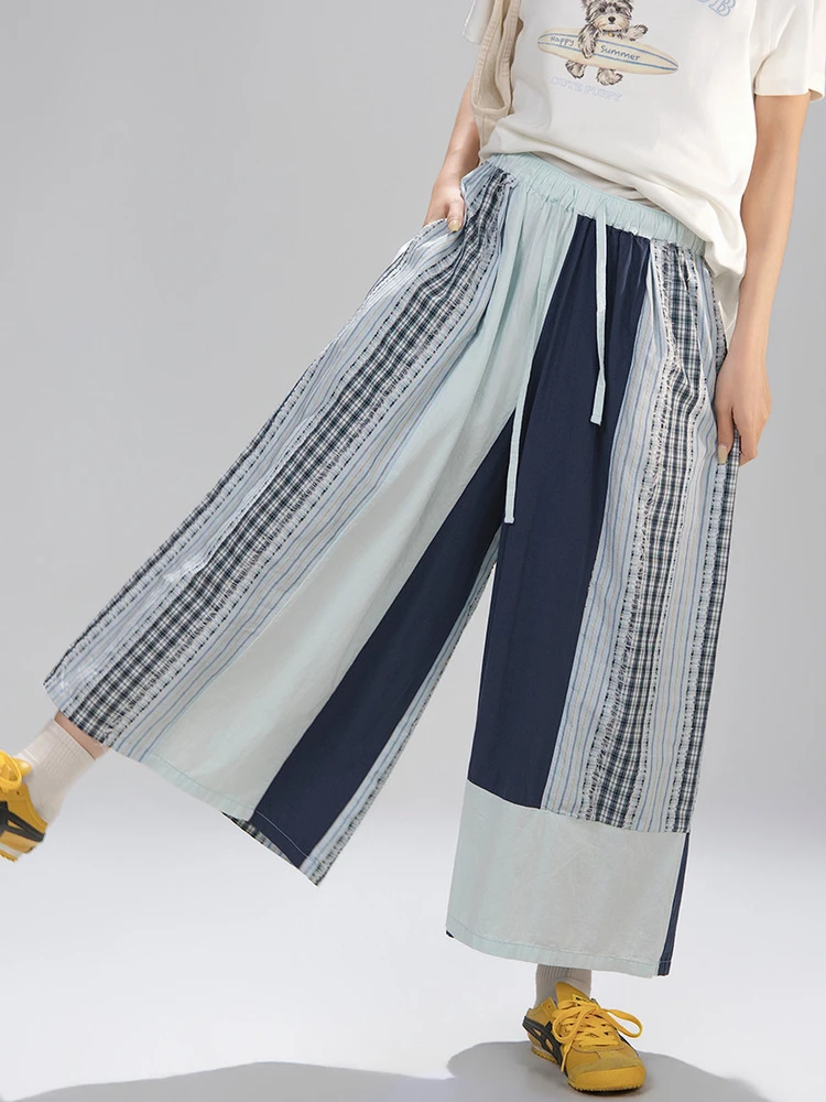 Artistic Vintage High Waist Wide Leg Nine-Tenths Skirt Pants Women's Summer Thin Uneven Splicing Checkered Pattern Cotton
Artistic Vintage High Waist Wide Leg Nine-Tenths Skirt Pants Women's Summer Thin Uneven Splicing Checkered Pattern Cotton