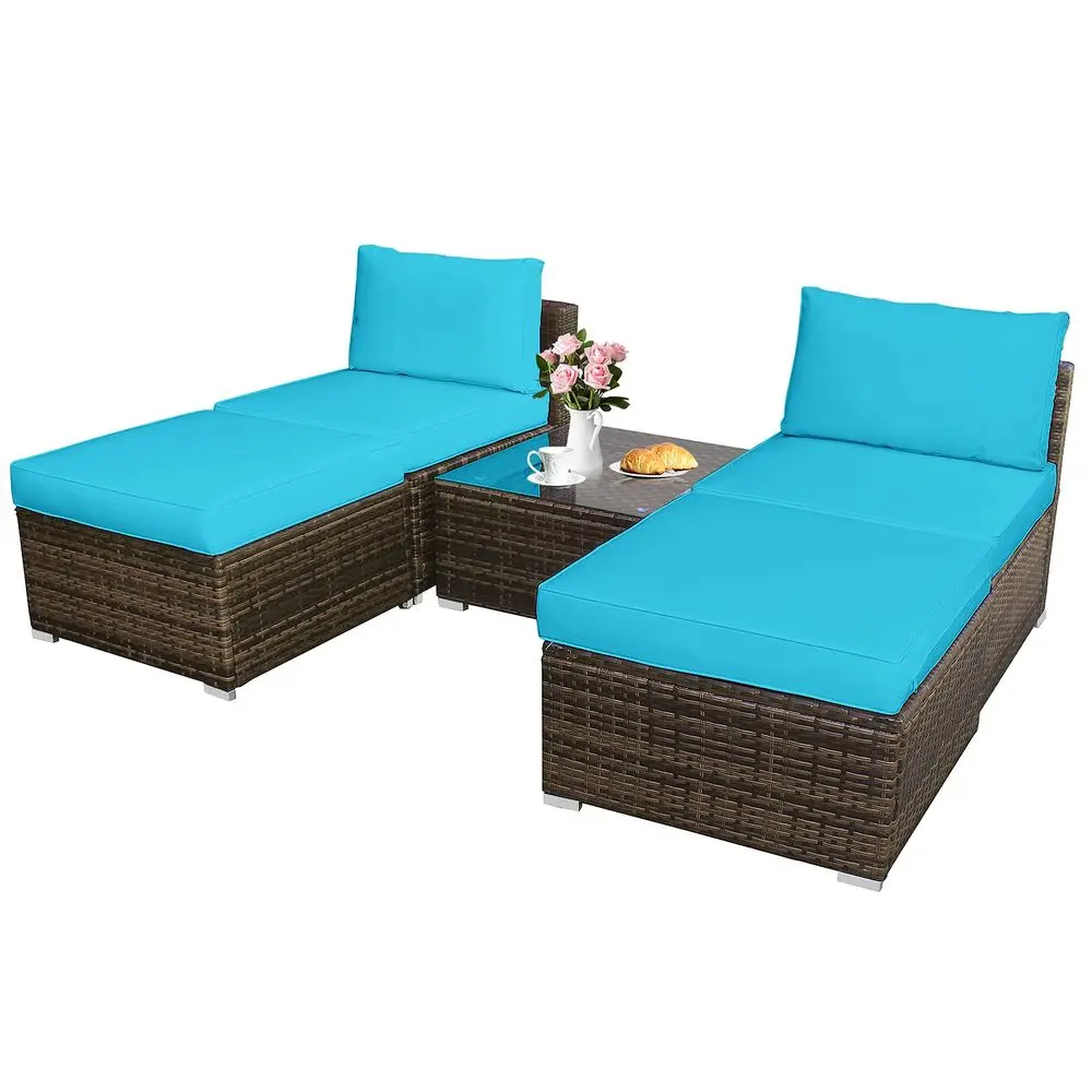 5 Piece Wicker Lounge Chair Set, with Tempered Glass Coffee Table, Outdoor Conversation Sets w Washable Zippered Cushions, Incl
5 Piece Wicker Lounge Chair Set, with Tempered Glass Coffee Table, Outdoor Conversation Sets w Washable Zippered Cushions, Incl
