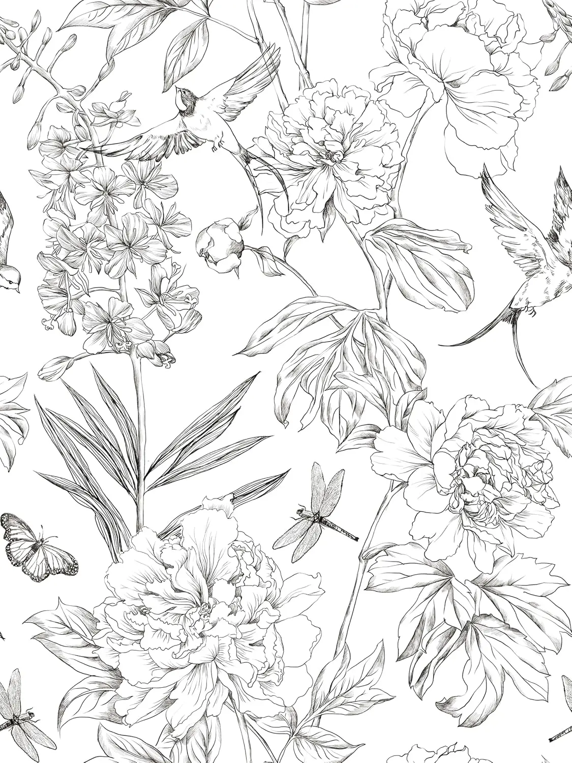 White and Black Wallpaper Peel and Stick Peony Floral Removable Contact Paper Bird/Butterfly Self Adhesive Wallpaper for Bedroom
White and Black Wallpaper Peel and Stick Peony Floral Removable Contact Paper Bird/Butterfly Self Adhesive Wallpaper for Bedroom