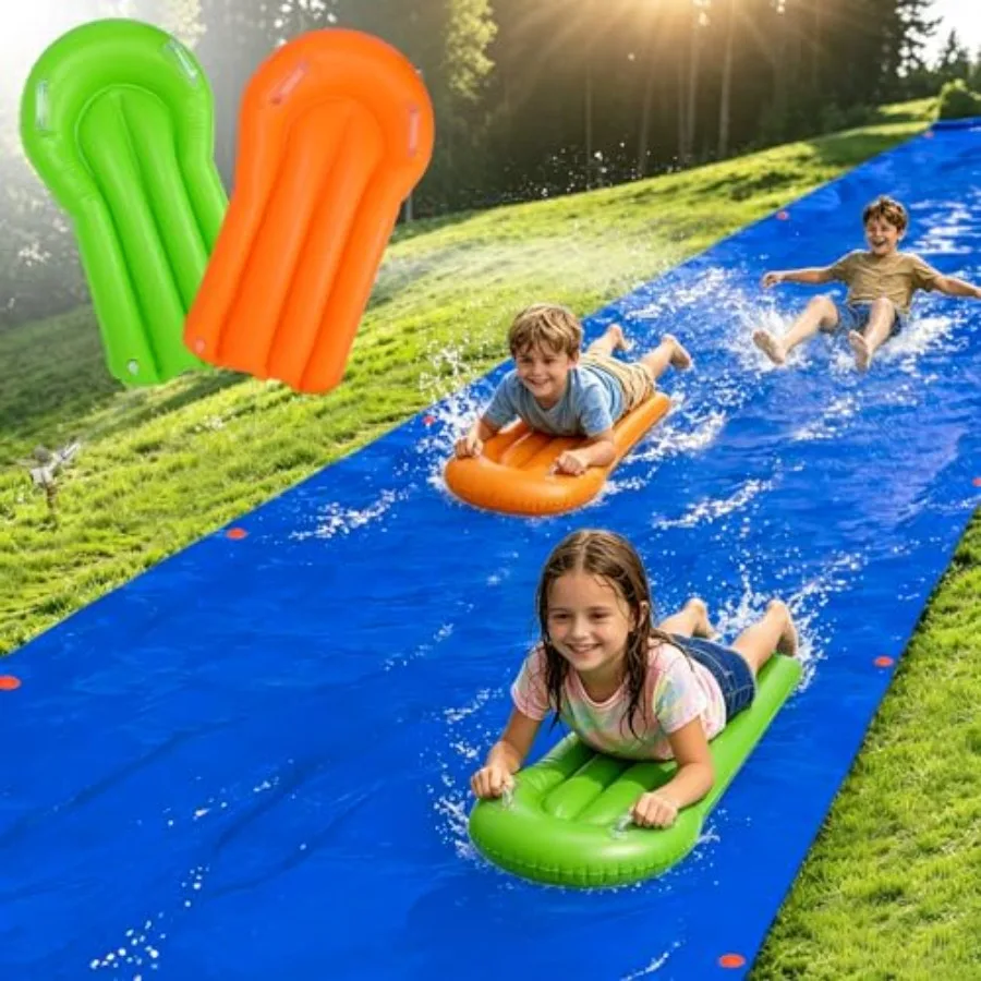 Outdoor backyard water slide for summer use, made of thick durable slick PVC material, blue and yellow color, extra wide design
Outdoor backyard water slide for summer use, made of thick durable slick PVC material, blue and yellow color, extra wide design