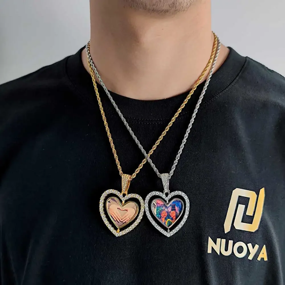 Two-Sided Heart Picture Pendant Necklace Jewelry For Men Hip Hop Custom Iced Out Photo Spinning Pendant Women Drop Shipping
Two-Sided Heart Picture Pendant Necklace Jewelry For Men Hip Hop Custom Iced Out Photo Spinning Pendant Women Drop Shipping