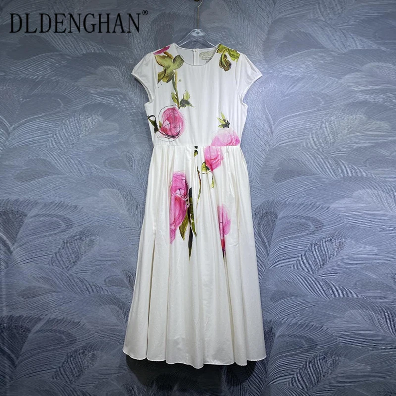DLDENGHAN Floral Print Cotton Dress For Women O-Neck Short Sleeve High Street Dresses Fashion Runway New
DLDENGHAN Floral Print Cotton Dress For Women O-Neck Short Sleeve High Street Dresses Fashion Runway New