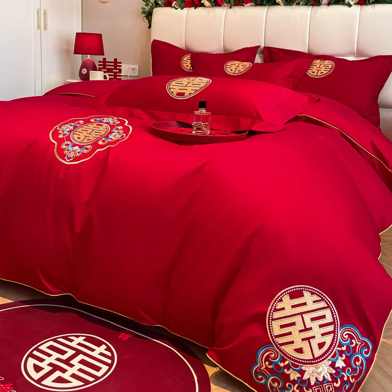 Настраиваемый китайский пододеяльник, свадебный комплект из четырех предметов, большой красный, новое свадебное постельное белье
Настраиваемый китайский пододеяльник, свадебный комплект из четырех предметов, большой красный, новое свадебное постельное белье